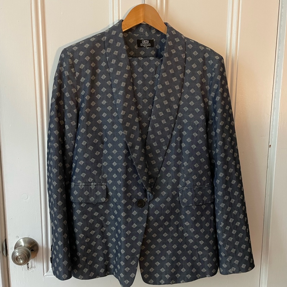 Wildfang Navy Geometric Blazer